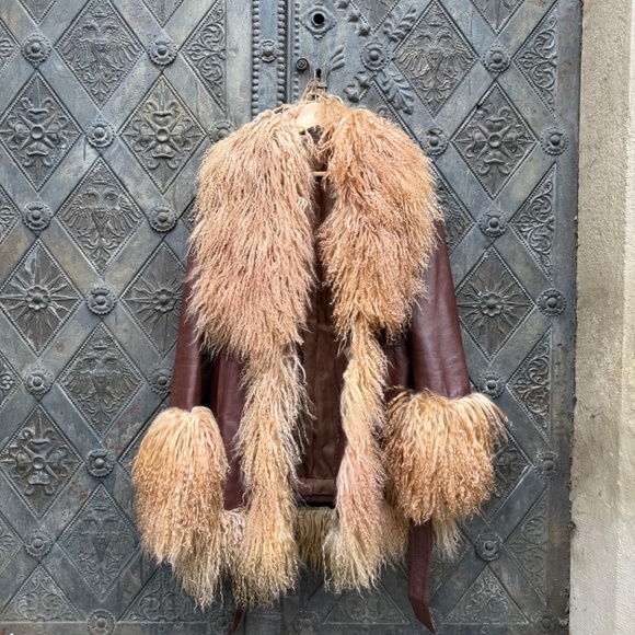 Vintage Afghan Real Mongolian Fur & Real Leather. Charlotte Simone Style - Picture 2 of 9